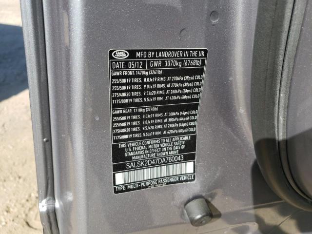 Photo 10 from auction – 2013 LAND ROVER RANGE ROVE with VIN SALSK2D47DA760043