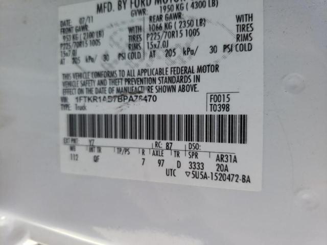 Photo 10 from auction – 2011 FORD RANGER with VIN 1FTKR1AD7BPA78470