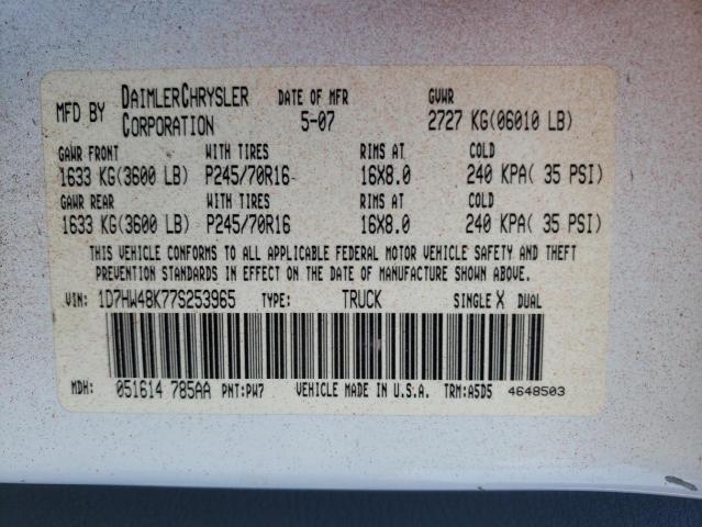 Photo 10 from auction – 2007 DODGE DAKOTA with VIN 1D7HW48K77S253965