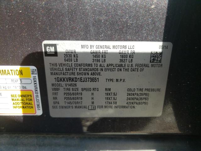 Photo 10 from auction – 2014 GMC ACADIA SLT with VIN 1GKKVRKD1EJ373651