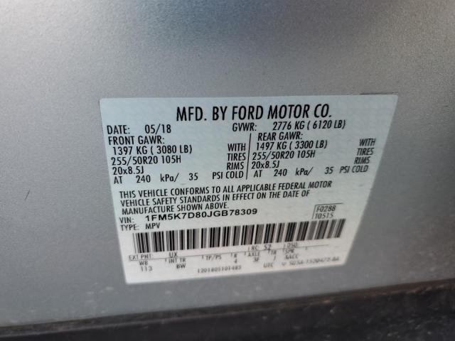Photo 10 from auction – 2018 FORD EXPLORER X with VIN 1FM5K7D80JGB78309