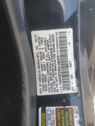 Photo 10 from auction – 2004 HONDA CIVIC EX with VIN 1HGEM22994L004023