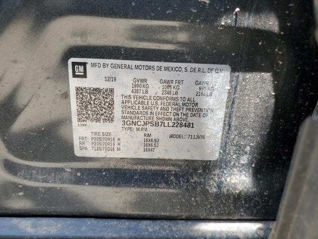 Photo 10 from auction – 2020 CHEVROLET TRAX 1LT with VIN 3GNCJPSB7LL228481