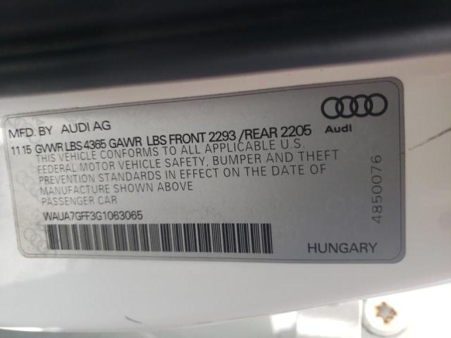 Photo 10 from auction – 2016 AUDI A3 PREMIUM with VIN WAUA7GFF3G1063065