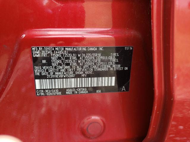 Photo 10 from auction – 2015 TOYOTA RAV4 LIMIT with VIN 2T3YFREV8FW150887