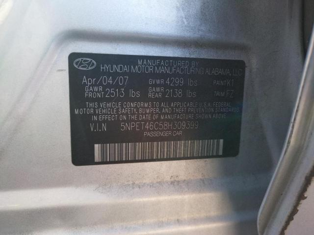 Photo 10 from auction – 2008 HYUNDAI SONATA GLS with VIN 5NPET46C58H309399