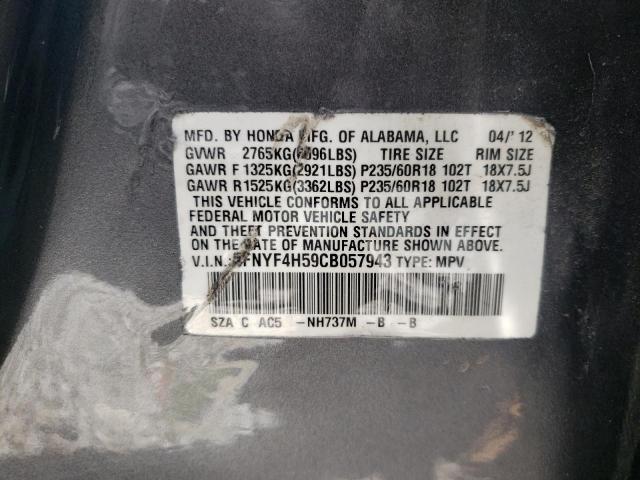 Photo 10 from auction – 2012 HONDA PILOT EXL with VIN 5FNYF4H59CB057943