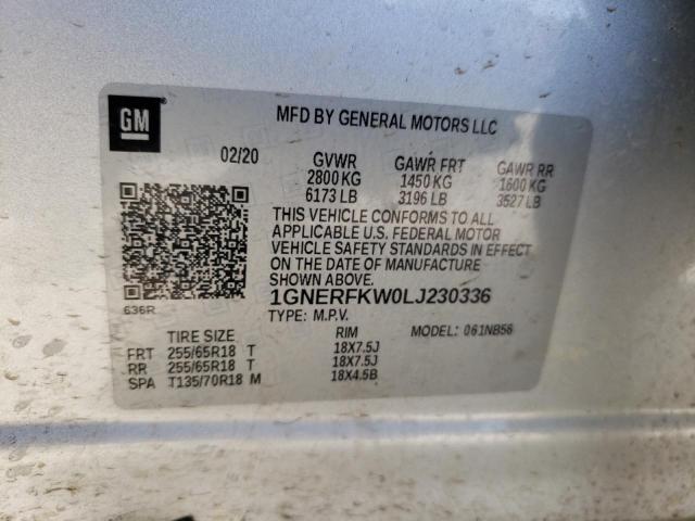 Photo 10 from auction – 2020 CHEVROLET TRAVERSE L with VIN 1GNERFKW0LJ230336