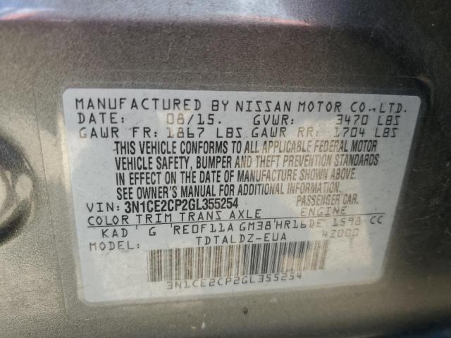 Photo 10 from auction – 2016 NISSAN VERSA NOTE with VIN 3N1CE2CP2GL355254