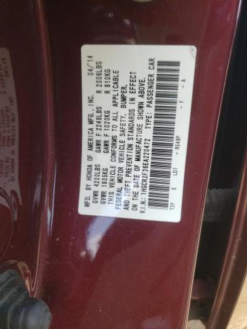 Photo 10 from auction – 2014 HONDA ACCORD LX with VIN 1HGCR2F36EA220472