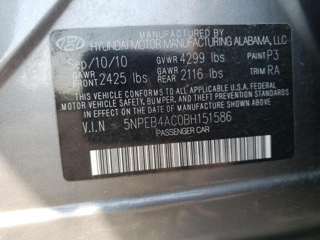 Photo 10 from auction – 2011 HYUNDAI SONATA GLS with VIN 5NPEB4AC0BH151586