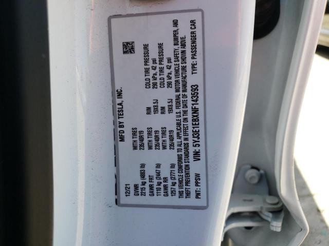 Photo 10 from auction – 2022 TESLA MODEL 3 with VIN 5YJ3E1EBXNF143593