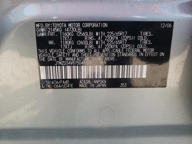 Photo 10 from auction – 2007 TOYOTA RAV4 LIMIT with VIN JTMZD34V875048829