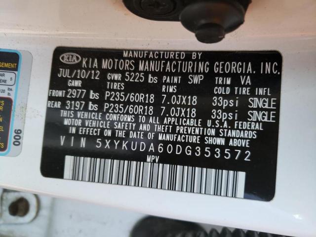 Photo 10 from auction – 2013 KIA SORENTO EX with VIN 5XYKUDA60DG353572