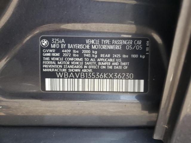 Photo 10 from auction – 2006 BMW 325 I with VIN WBAVB13536KX36230