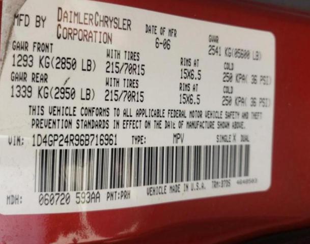 Photo 10 from auction – 2006 DODGE GRAND CARA with VIN 1D4GP24R96B716961