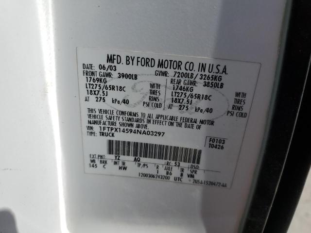 Photo 10 from auction – 2004 FORD F150 with VIN 1FTPX14594NA03297