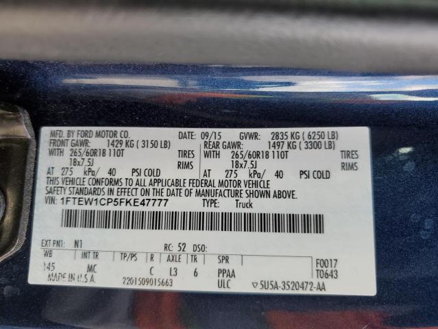 Photo 10 from auction – 2015 FORD F150 SUPER with VIN 1FTEW1CP5FKE47777