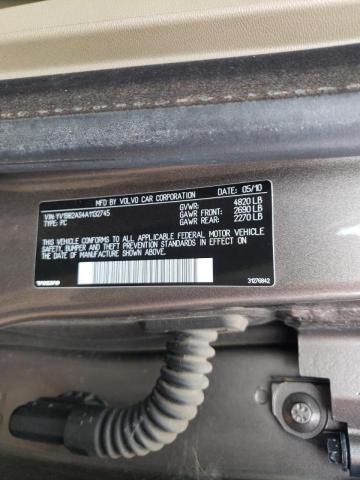 Photo 10 from auction – 2010 VOLVO S80 3.2 with VIN YV1982AS4A1132745