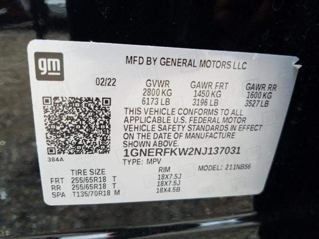Photo 10 from auction – 2022 CHEVROLET TRAVERSE L with VIN 1GNERFKW2NJ137031