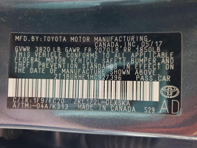 Photo 10 from auction – 2017 TOYOTA COROLLA L with VIN 2T1BURHE1HC927396