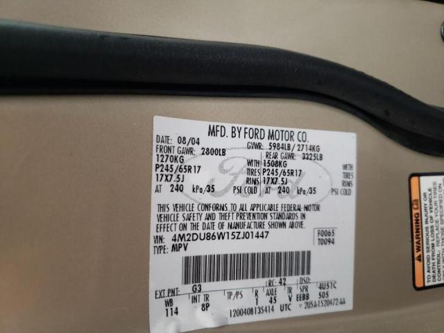 Photo 10 from auction – 2005 MERCURY MOUNTAINEE with VIN 4M2DU86W15ZJ01447