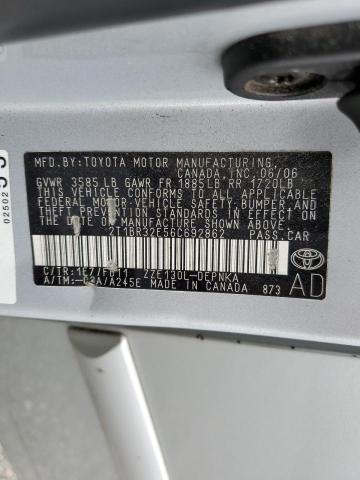 Photo 10 from auction – 2006 TOYOTA COROLLA with VIN 2T1BR32E56C692862