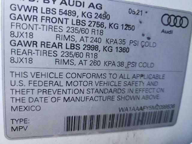Photo 10 from auction – 2021 AUDI Q5 PREMIUM with VIN WA1AAAFY5M2099536