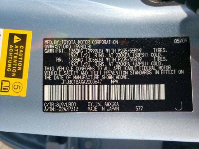 Photo 10 from auction – 2010 LEXUS RX 450 with VIN JTJBC1BAXA2003647
