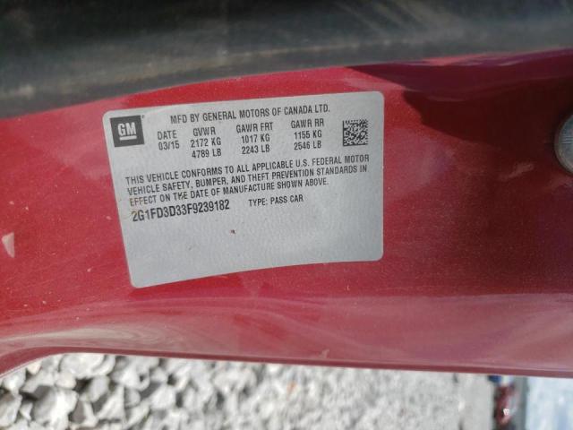 Photo 10 from auction – 2015 CHEVROLET CAMARO LT with VIN 2G1FD3D33F9239182