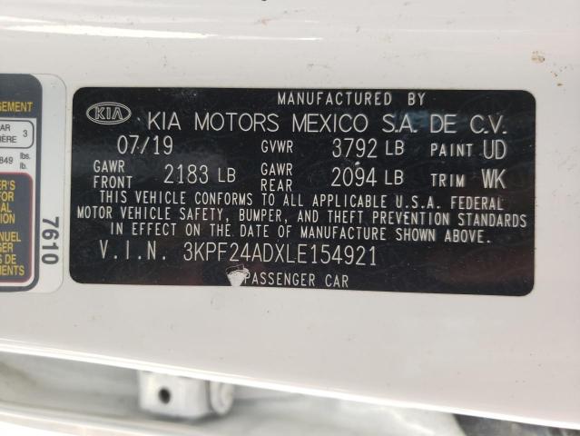 Photo 10 from auction – 2020 KIA FORTE FE with VIN 3KPF24ADXLE154921