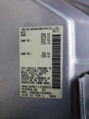 Photo 10 from auction – 2012 NISSAN ALTIMA BAS with VIN 1N4AL2AP8CC129003