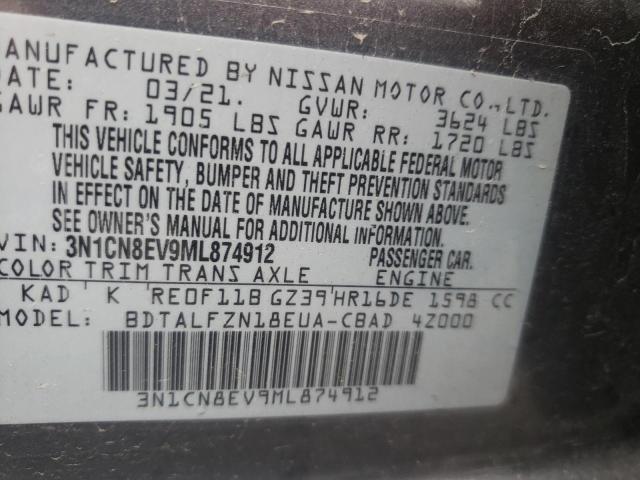 Photo 10 from auction – 2021 NISSAN VERSA SV with VIN 3N1CN8EV9ML874912