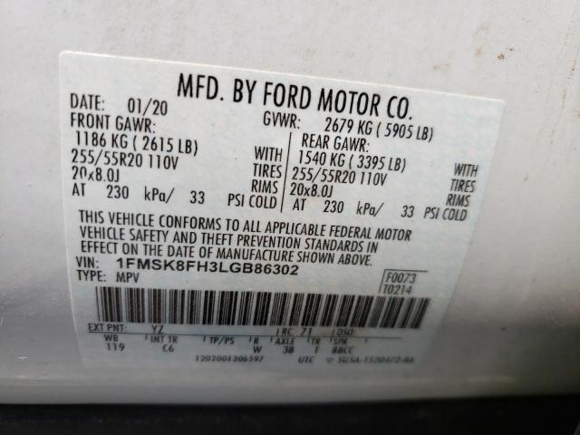 Photo 10 from auction – 2020 FORD EXPLORER L with VIN 1FMSK8FH3LGB86302