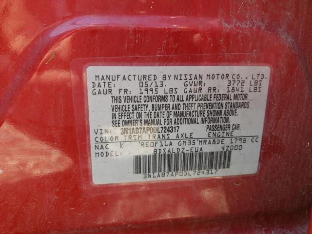 Photo 10 from auction – 2013 NISSAN SENTRA S with VIN 3N1AB7AP0DL724317