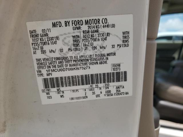 Photo 10 from auction – 2011 FORD ESCAPE XLT with VIN 1FMCU0D70BKB70273
