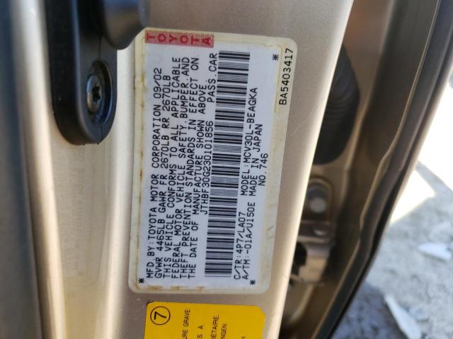 Photo 10 from auction – 2003 LEXUS ES 300 with VIN JTHBF30G230101856