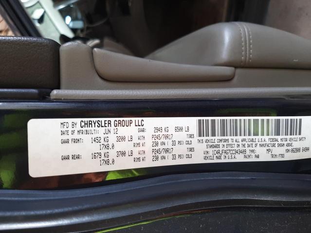 Photo 10 from auction – 2012 JEEP GRAND CHER with VIN 1C4RJFAG7CC343409