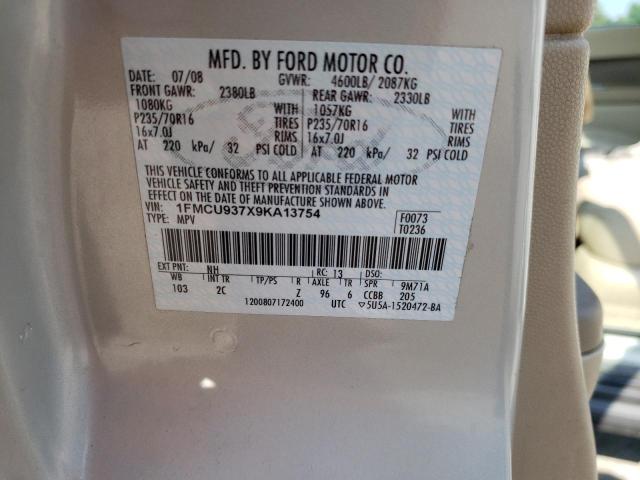 Photo 10 from auction – 2009 FORD ESCAPE XLT with VIN 1FMCU937X9KA13754