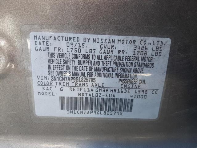 Photo 10 from auction – 2016 NISSAN VERSA S with VIN 3N1CN7AP9GL825795