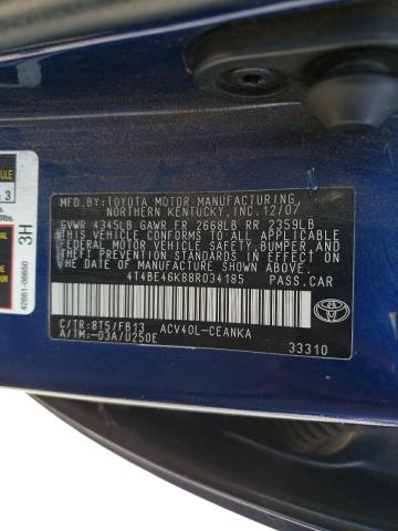 Photo 10 from auction – 2008 TOYOTA CAMRY CE with VIN 4T4BE46K88R034185
