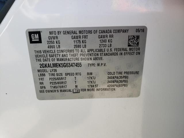 Photo 10 from auction – 2016 GMC TERRAIN SL with VIN 2GKALMEK5G6347455