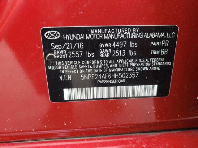 Photo 10 from auction – 2017 HYUNDAI SONATA SE with VIN 5NPE24AF6HH502357