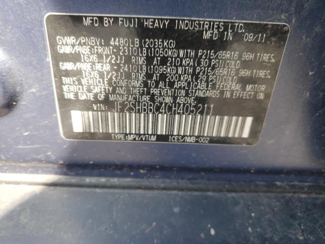 Photo 10 from auction – 2012 SUBARU FORESTER 2 with VIN JF2SHBBC4CH405211