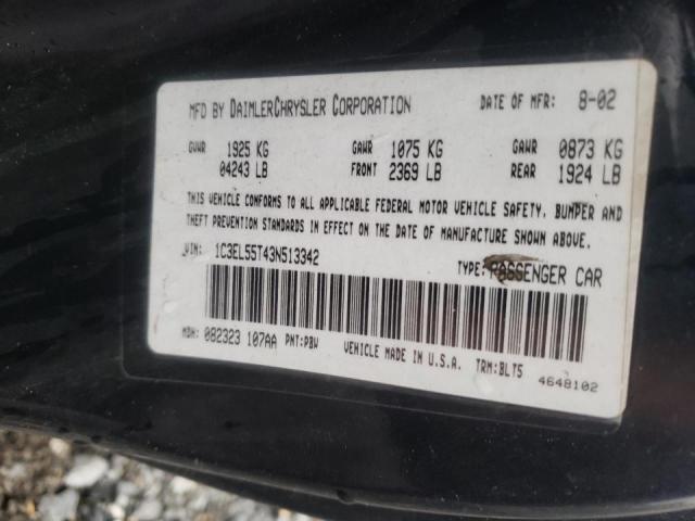 Photo 10 from auction – 2003 CHRYSLER SEBRING LX with VIN 1C3EL55T43N513342