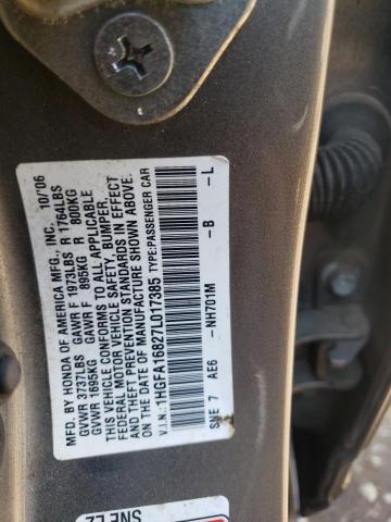 Photo 10 from auction – 2007 HONDA CIVIC EX with VIN 1HGFA16827L017385