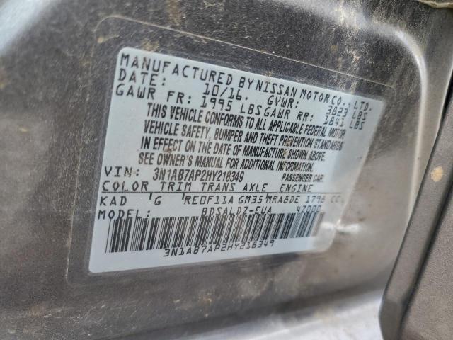 Photo 10 from auction – 2017 NISSAN SENTRA S with VIN 3N1AB7AP2HY218349