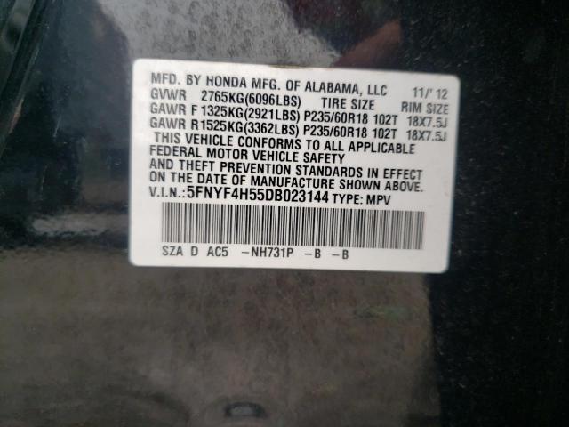 Photo 10 from auction – 2013 HONDA PILOT EXL with VIN 5FNYF4H55DB023144