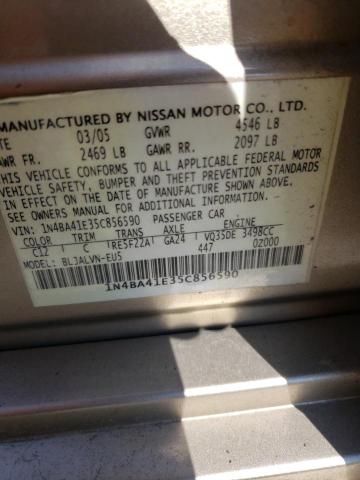 Photo 10 from auction – 2005 NISSAN MAXIMA SE with VIN 1N4BA41E35C856590