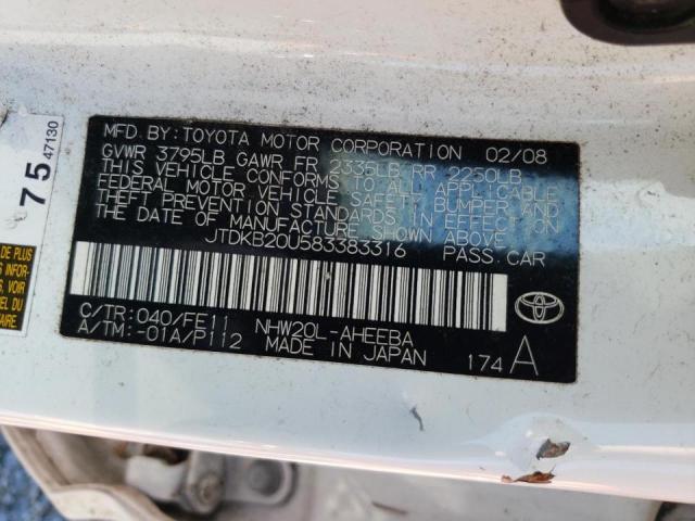 Photo 10 from auction – 2008 TOYOTA PRIUS with VIN JTDKB20U583383316